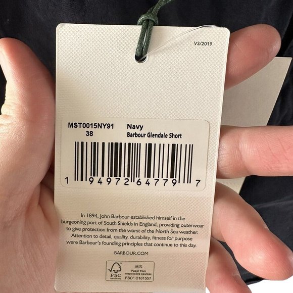 NEW Barbour Glendale Shorts! 40 42  Navy  Flat Front  8.5" Inseam Lighter Weight - Picture 4 of 5